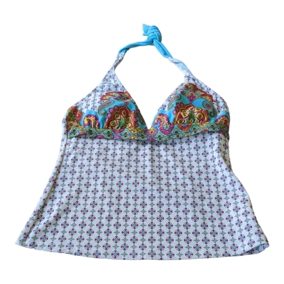Athleta teal paisley halter Tankini top size Small,EUC Athleisure Beach - Picture 2 of 5